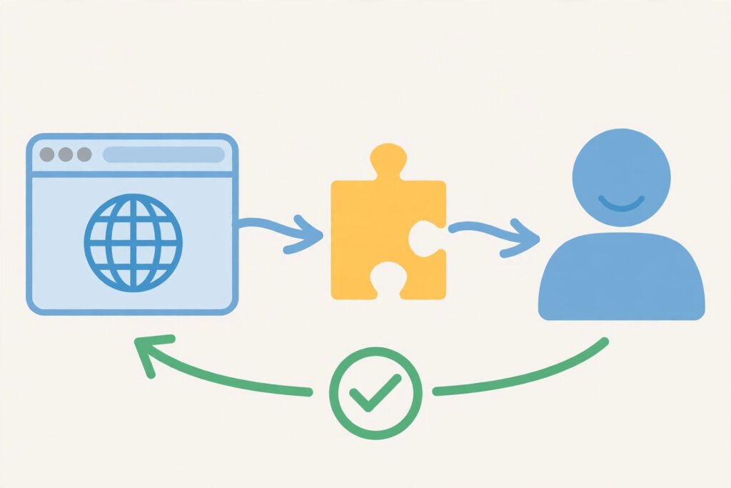 How challenge-response works — the site issues a challenge and checks your answer