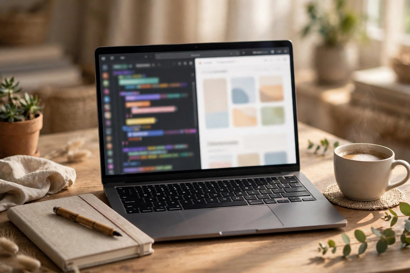 A beginner writing CSS rules in a code editor to style a web page