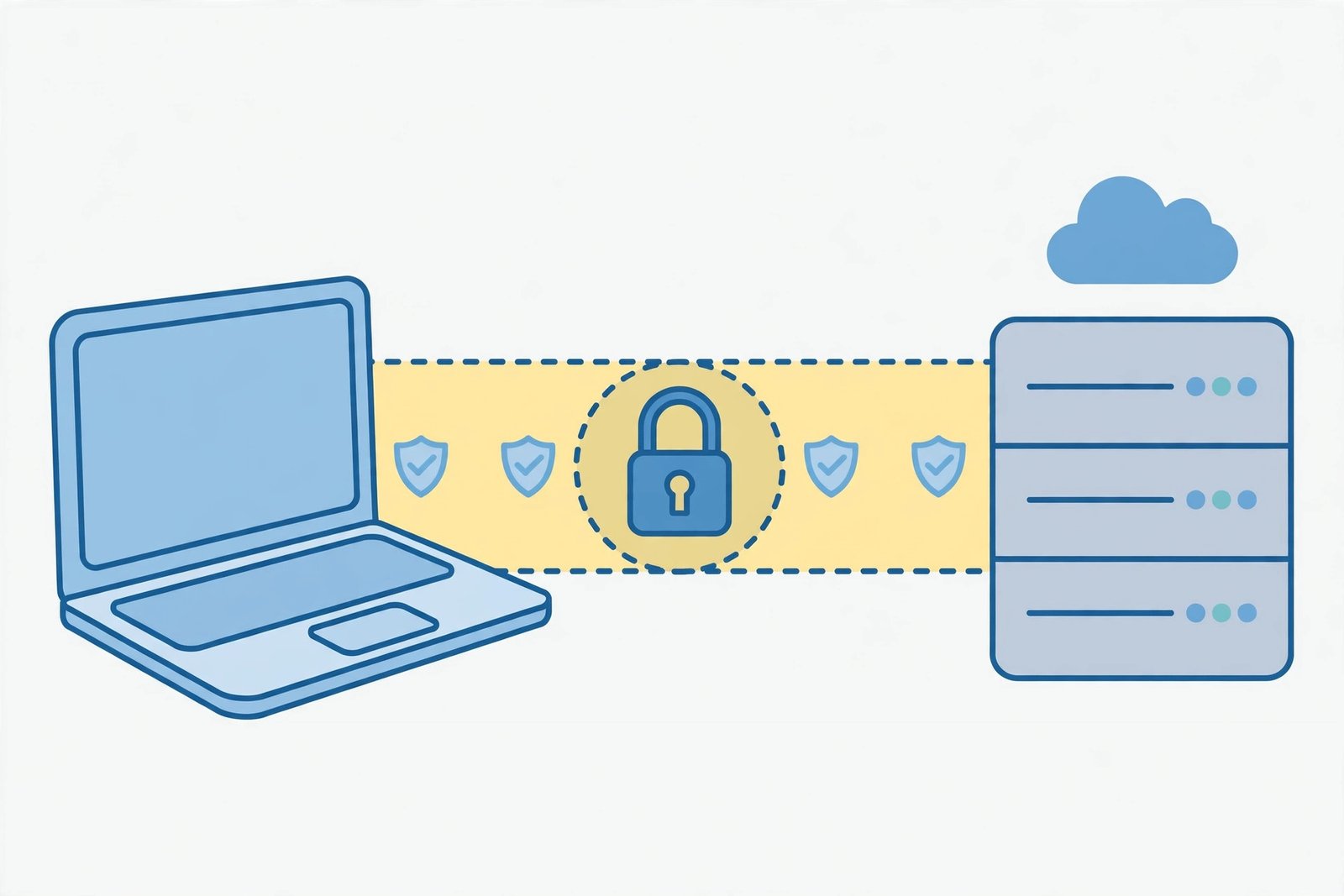 Diagram showing how a VPN tunnel encrypts traffic between a device and a website