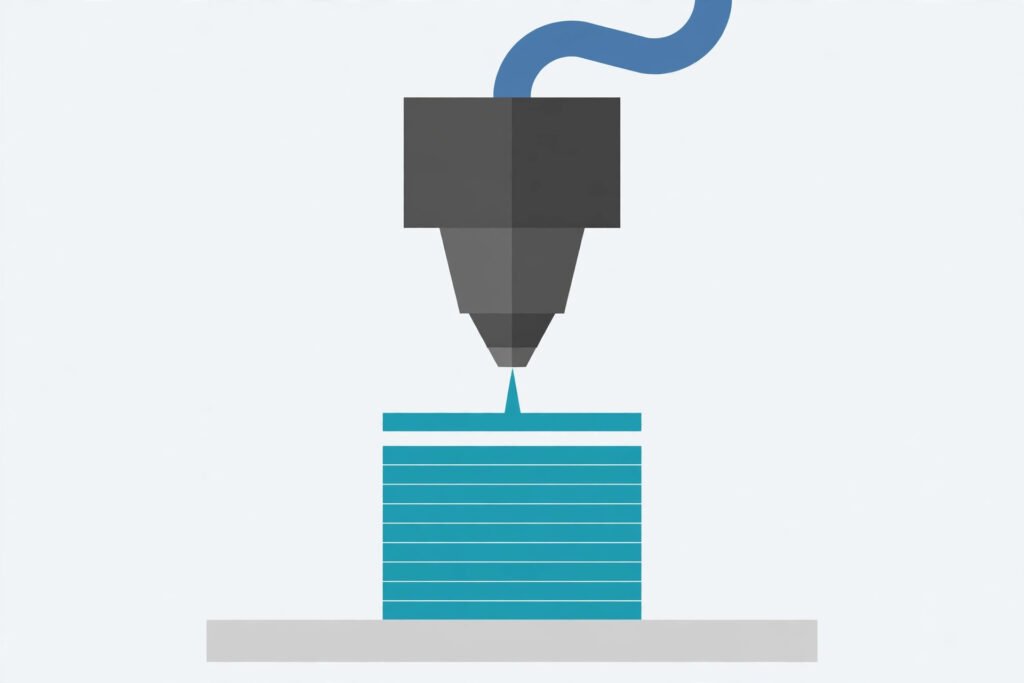 How FDM printing works — melted filament laid down layer by layer