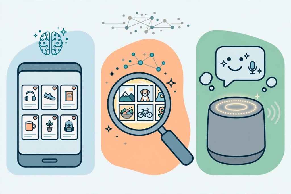Everyday machine learning examples including recommendations and photo search