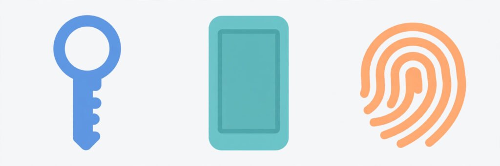 The three authentication factors — something you know, have, and are