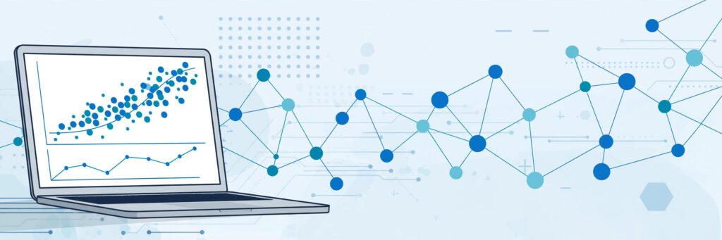 Illustration of machine learning analysing data patterns to make predictions